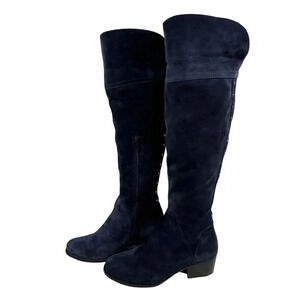 Vince Camuto NEW Womens 9W Navy Suede Leather Over The Knee Boots Stud Detailing